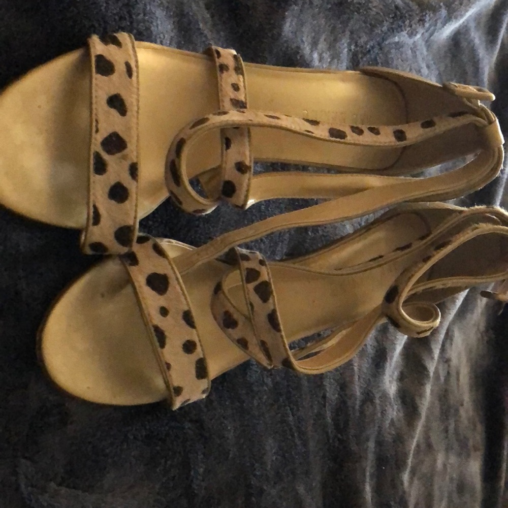 Barely worn animal print strappy heels